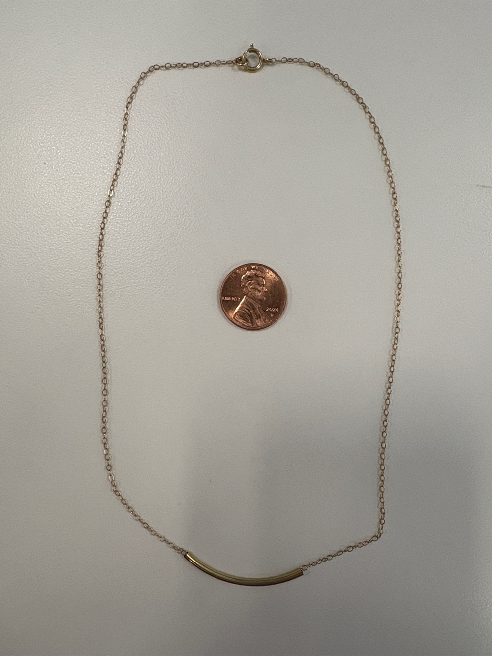 Very Delicate Gold Bar Pendant Necklace